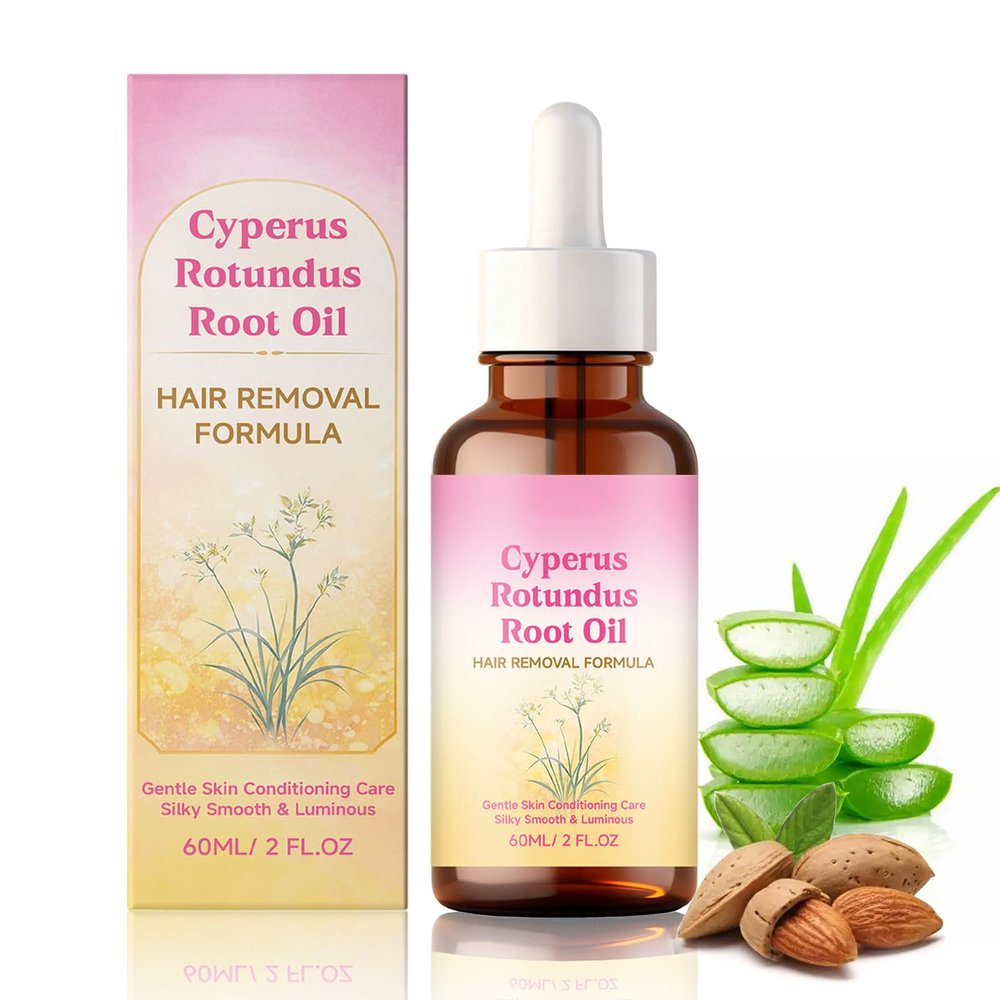 Cyperus Rotundus Hair Removal Skin Serum, Moisturizing and Soothing for Smooth Skin with Peppermint, For All Skin Types, 60ml, 3.4x12cm (1 Pack)