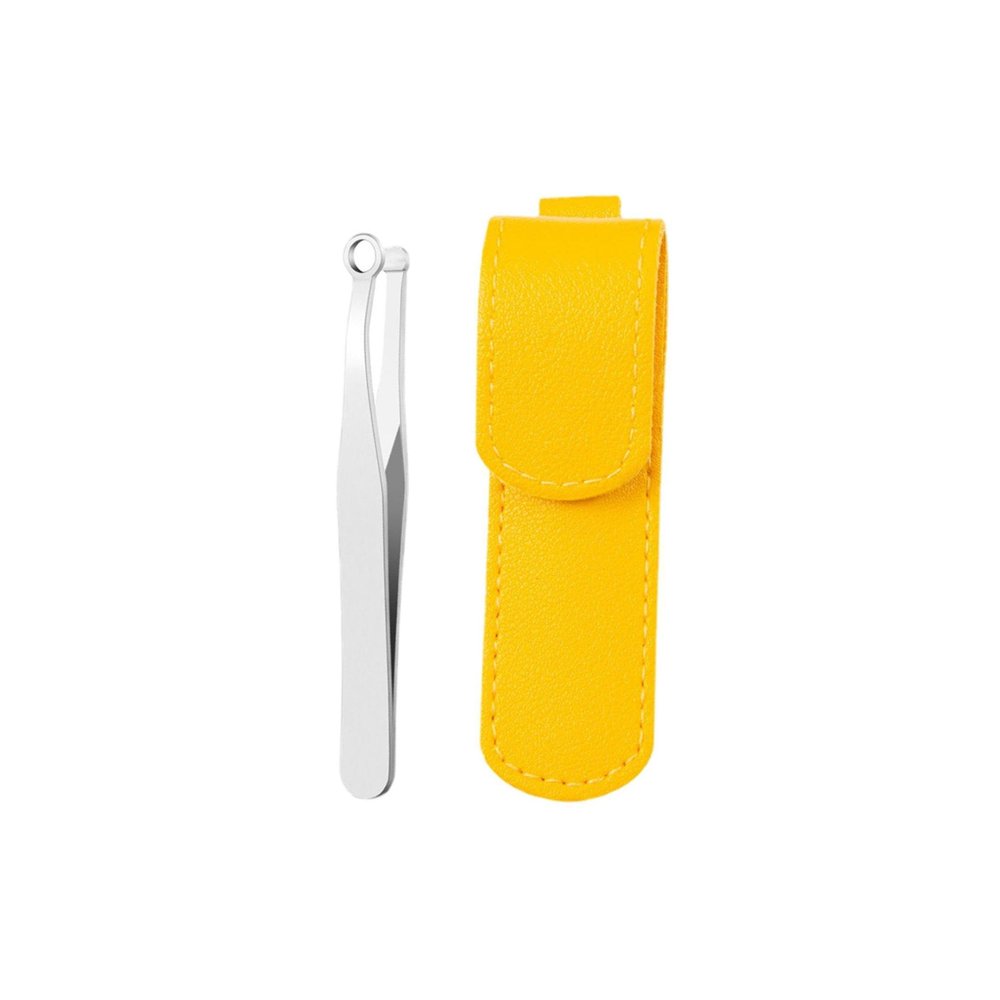 PIXZCSA Stainless Steel Nose Hair Trimmer Eyebrow Scissors Effortlessly Clean Unwanted Facial Hair with Ease Suitable for Travel. Comes Yellow Leather Case Universal Nose