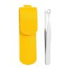 PIXZCSA Stainless Steel Nose Hair Trimmer Eyebrow Scissors Effortlessly Clean Unwanted Facial Hair with Ease Suitable for Travel. Comes Yellow Leather Case Universal Nose view 2