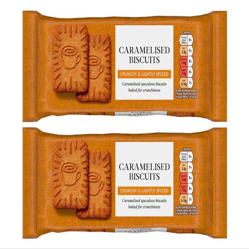 Caramelised Speculoos Biscuits, Crunchy and Lightly Spiced, Vegetarian, 250g,Pack Of 2