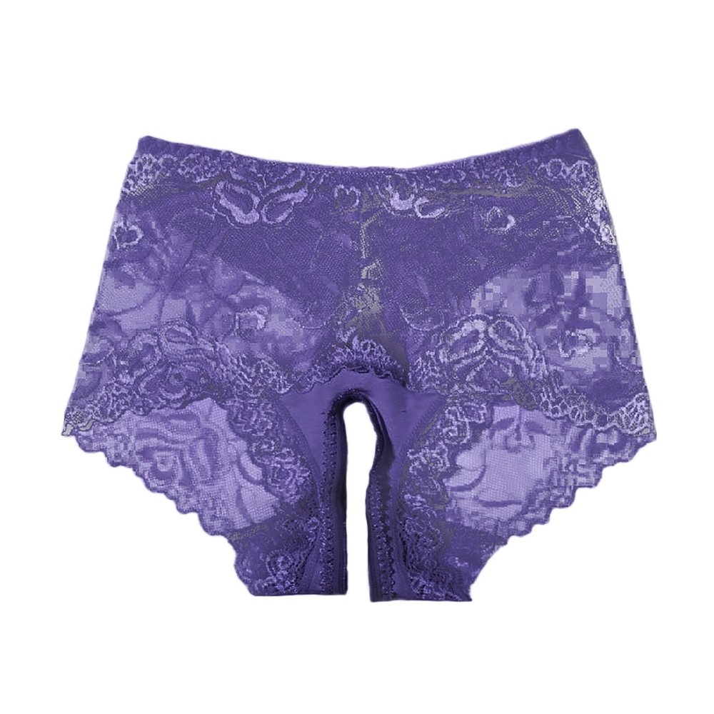 Women Underwear Sexy Floral Lace Mesh High Waisted Crotchless Knickers Transparent Comfortable Casual Breathable Lightweight Exotic Underwear Slutty Seductive Boudoir Outfit,Blue,XL