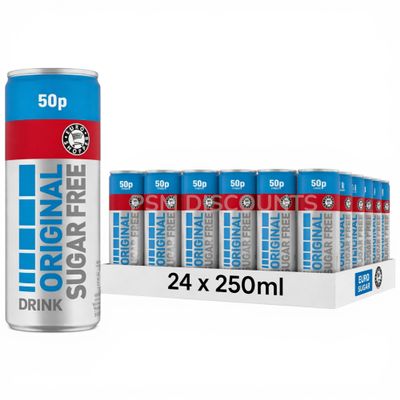 24 x 250ml Euro_Shopper Classic SUGAR-FREE Energy Drink SUGAR FREE Classic Energy Drink Taste Suitable for Vegetarians