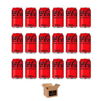 Soft Drinks Variety Pack Cans Coca Cola Zero Sugar, Diet Coke, Sprite Lemon Lime, Fanta Orange, Dr Pepper Fizzy Drinks | For Pub Party & Family Sharing - (Cans 18 pack- 330ml, Coca-Cola Zero Sugar)