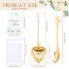 GWCYMYD 25PCS Wedding Favour Set, Heart-Shaped Tea Infuser & Mini Spoon with Chain, Thank You Card & Organza Bag, Stainless Steel Guest Gift for Bridal Shower Party(Gold) view 2