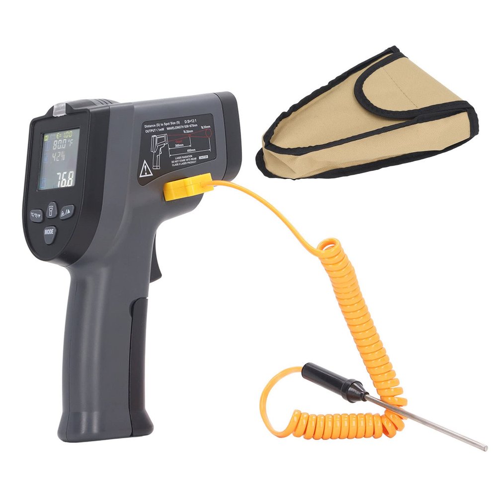 Jeanoko Digital Thermometer Accurate Measurement Backlit LCD Display for Industrial Equipment and Machinery Maintenance ABS Material