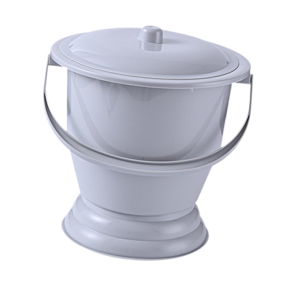 PIXZCSA Household Urinal with Lid Features Comfortable Handle Easy Carrying and Cleanliness in Various Situations and Environments Chamber Pot Urine Toilets Urine Bottle , Gray , 23.7x23x19cm