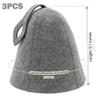 3-Pack Sauna Hat, Breathable Sauna Cap for Women & Men, Wool Hat for Spa & Steam Room, Grey for Men Cap view 3