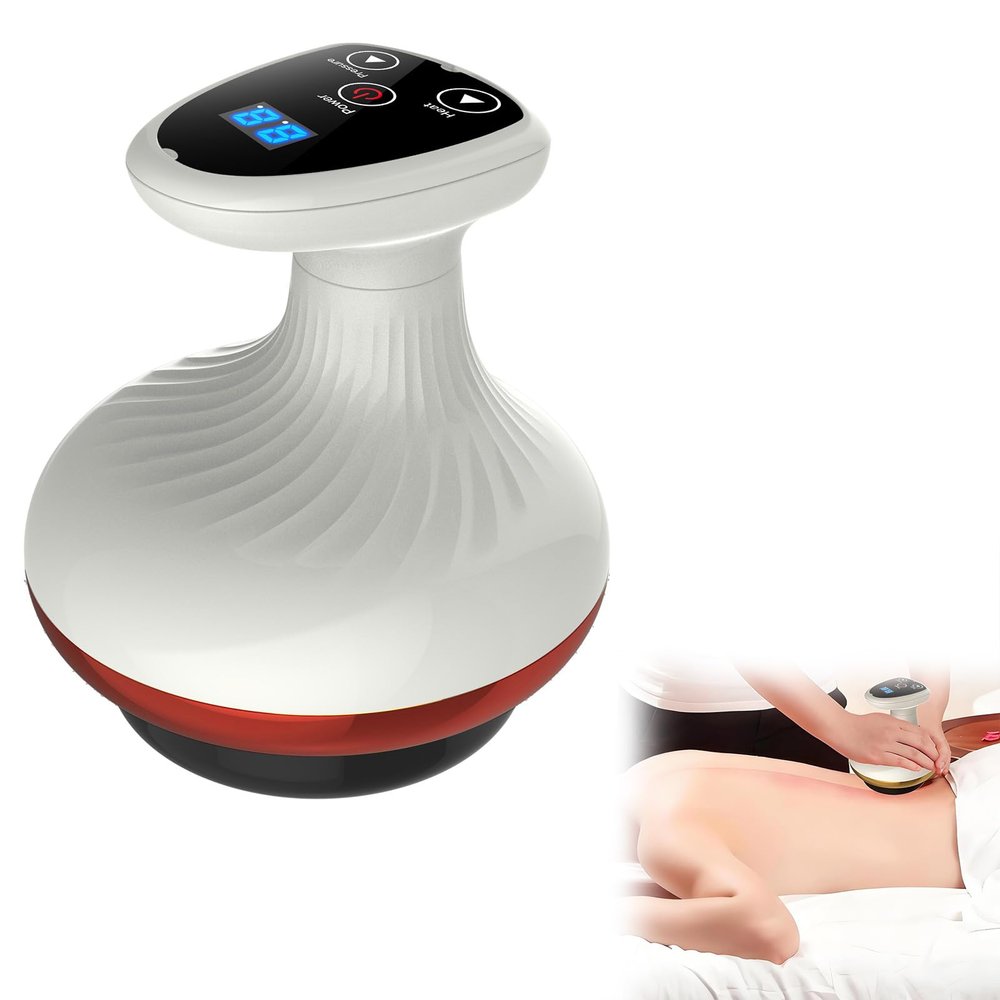 4-in-1 Electric Gua Sha Massager, 9-Level Suction & Heat Therapy - Vacuum Cupping Massage Tool for Cellulite Reduction, Body Contouring - Rechargeable & Portable Cellulite Massager Tool (Red)