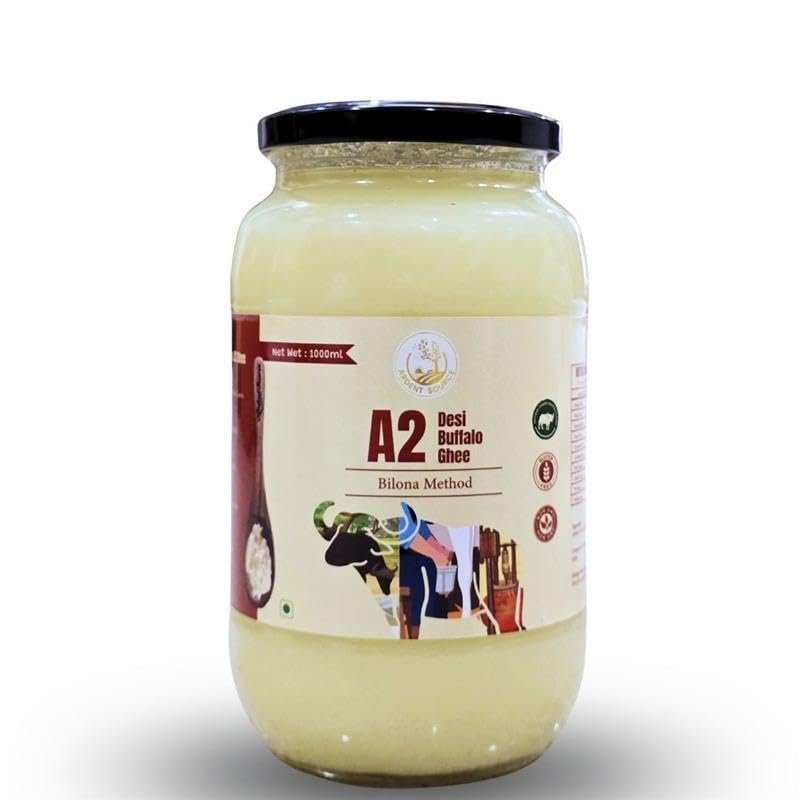 Ardent Source A2 Bilona Buffalo Ghee Traditional Desi Clarified Butter Curd Churned Ghee Premium Cooking Fat High Smoke Point -Pure Buffalo Milk Ghee (A2 Buffalo Ghee 500ml)