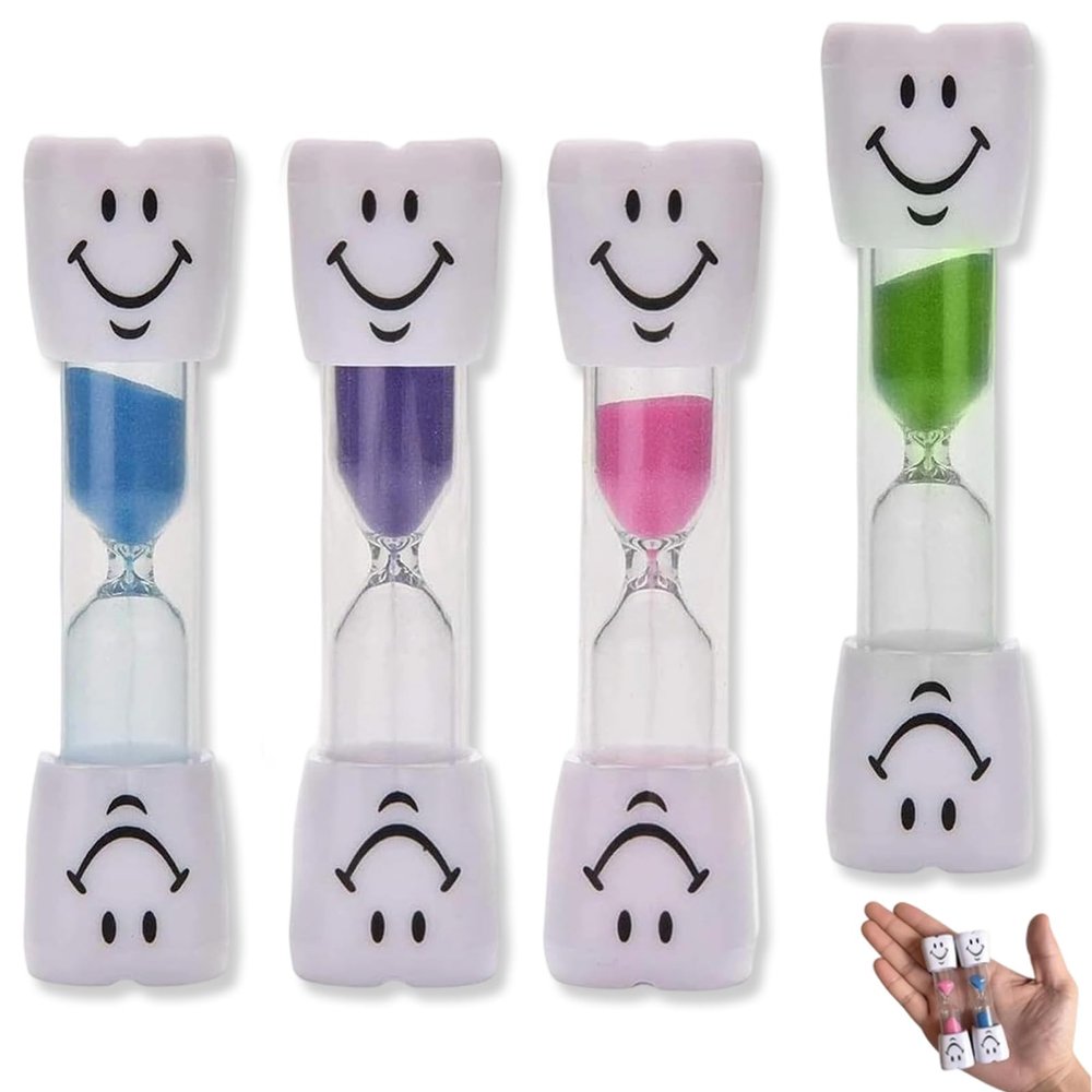 LinCoo 4 Pcs Toothbrush Timer, 2 Minute Timer for kids Teeth Brushing, Kids Toothbrush Set, Bathroom & Cooking (Blue, Pink, Yellow, Purple)