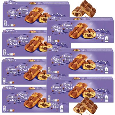 Milk Choc Chips Cake 5 Bars Pack 175g - Soft Sponge Cake & Filling With Chocolate - mlk (10 x Packs)