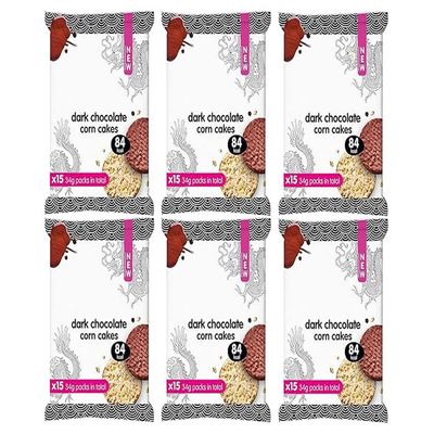 Dark Chocolate Corn Cakes, Gluten Free, 84 kcal, 34g per Pack, Pack of 6