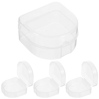 Ciieeo 4pcs Dentures Storage Box Mouthguards Organizer with Semitransparent Pp Material Convenient Storage for Travel and Office Use