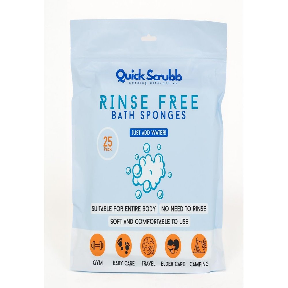 QuickScrubb Disposable Rinse-Free Bathing Sponges (100 Pack)