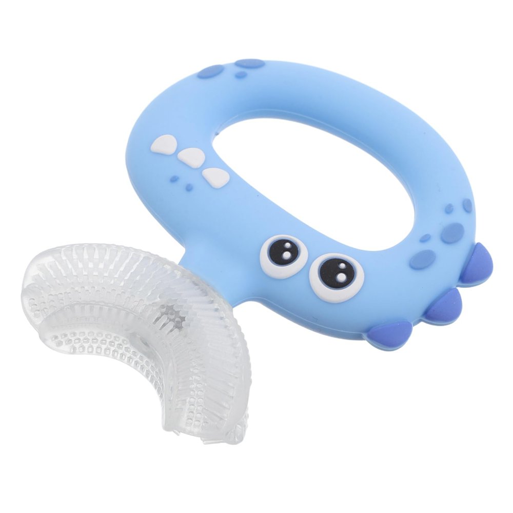 Toyvian U-Shaped Silicone Toothbrush for Boys, Soft Silicone Bristles with Dinosaur Shape, Ultragentle Cleaning and Gentle on Gums for Oral Care and Everyday Use