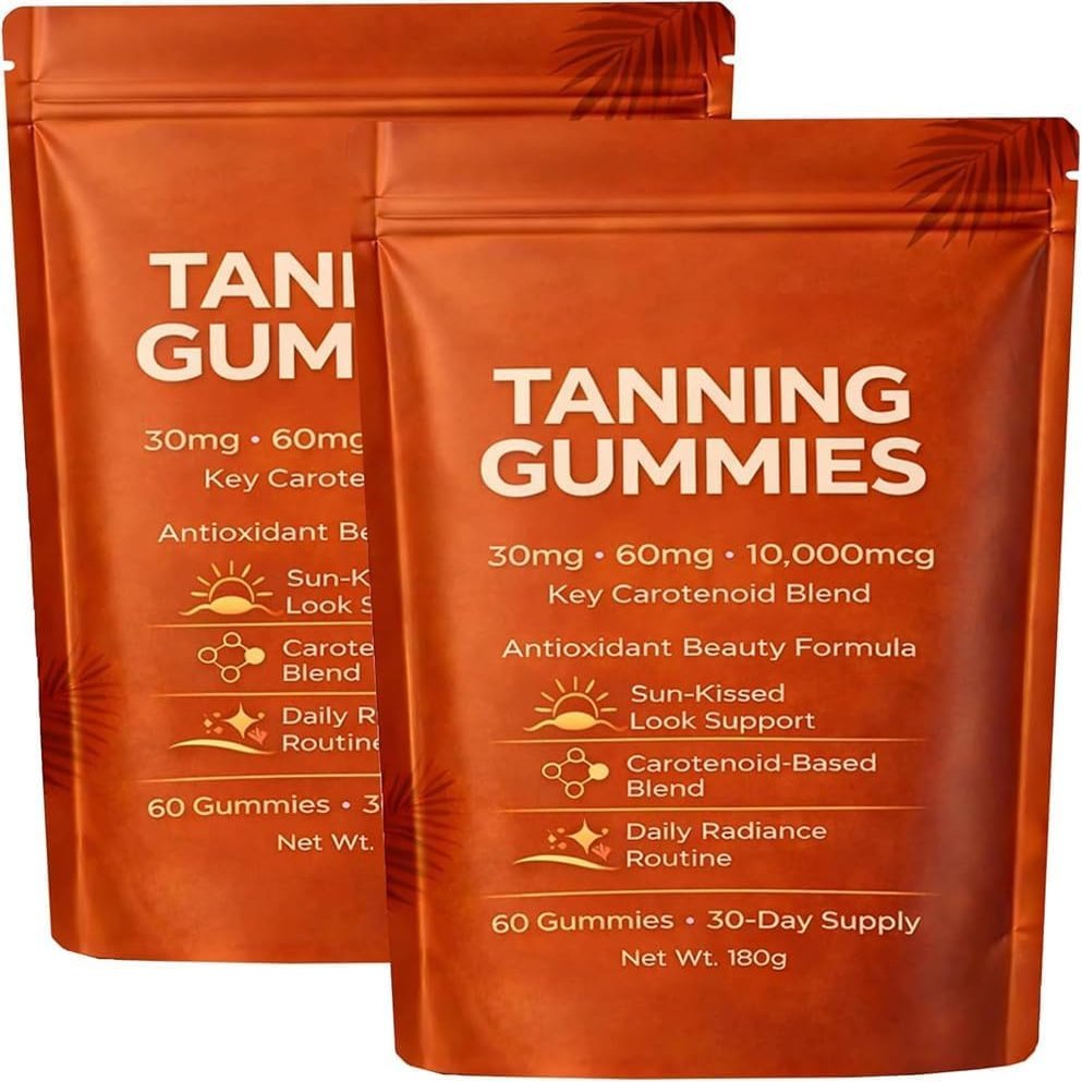 Tanning Gummies, 2026 Tanning Gummies Fast Tan Without Sun, Astaxanthin, Beta Carotene & Lycopene Blend with Vitamins C & E, Beauty Routine Gummy FormatEnhancing Natural Skin Tone 60 Counts (2BOX)