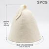 3-Pack Sauna Hat, Breathable Sauna Cap for Women & Men, Wool Hat for Spa & Steam Room, White view 2