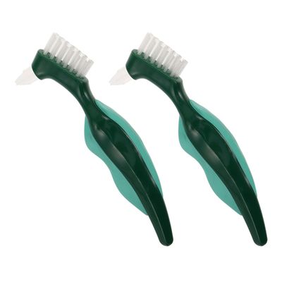 COOPHYA 2pcs Denture Cleaning Brush with Dual Head Design and Multi-Layered Nylon Bristles for Deep Clean, Comfortable Grip, Suitable for Partial Dentures and False Teeth, for Travel