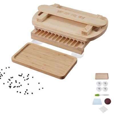 LYSDIANPU Manual Tapioca Pearl Maker, Wooden Boba Making Tool with 3 Sizes (15mm/19mm/22mm), Double Positioning & Reinforced Plate for Bubble Tea, Dessert Shops & Home Use