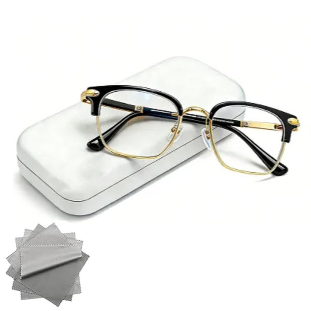 2026 New Upgrade Ultra-Light Anti-Blue Presbyopic Glasses See Clearly & Protect Your Eyes Instantly (Gold,Flat light)
