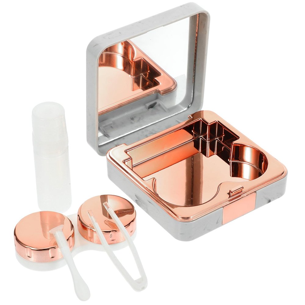 DOITOOL Marble Pattern Contact Case Portable Lens Holder for Travel Small Cosmetic Lens Box for Daily Use and Go Storage