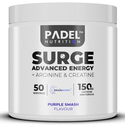 Energy Supplement for Padel Tennis - 50 Servings | Pre Match Fuel with Creatine, Caffeine & Arginine | Explosive Energy, Muscle Endurance & Mental Focus by Padel Nutrition (Purple Smash)