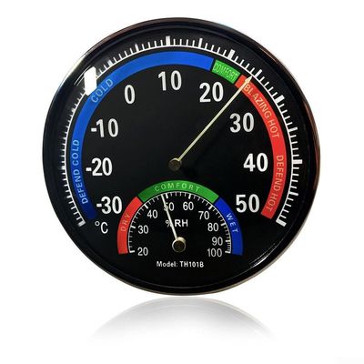 Analog Indoor Thermometer Hygrometer Metal Gauge Humidity Control Sensor for Kitchen Basement Bathroom Sauna Terrarium Blue(black)