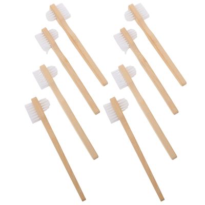 DEARMAMY 8pcs Nylon Medium-Hard Dual-Sided Denture Brush for Travel Denture Cleaning Tools Prosthetic Teeth Brush Aligner Oral Device
