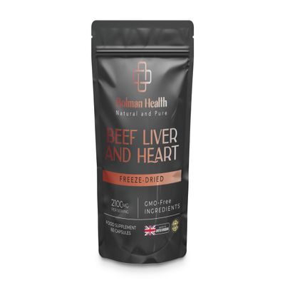 Grass-Fed Beef Liver & Heart Capsules | 2100mg Per Serving | Freeze-Dried Bovine Organ Supplement | Supports Energy, Stamina & Vitality | 60 Capsules | Non-GMO | Gluten-Free