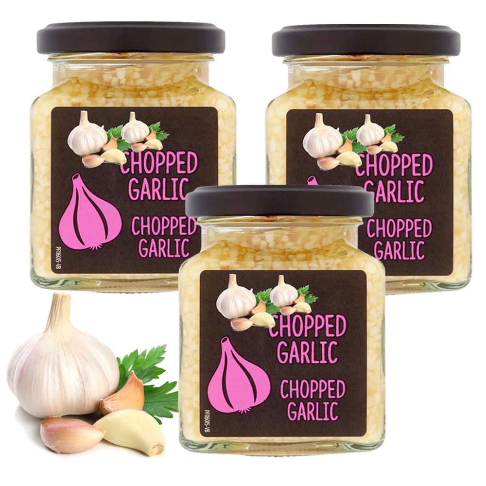 Chopped Garlic 200g - 3 x Pack Ready to Use Minced Garlic in Oil, Convenient Cooking Ingredient for Sauces, Marinades and Everyday Meals - vlzy