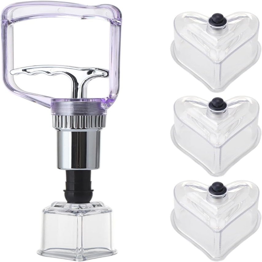 Manual Vacuum Cupping Set 5pcs Heart-Shaped Cups, Portable Body Massage Therapy Tool with Strong Suction for Home Use, Anti-Aging Chinese Cupping Device for Relief and Skin Care