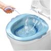Sitz Bath Portable Over The Toilet Bidet with Flusher Anti-Overflow Large Capacity Bidet Attachment for Hemorrhoids Postpartum Care Intimate Private Hygiene (Blue with Flusher) view 1