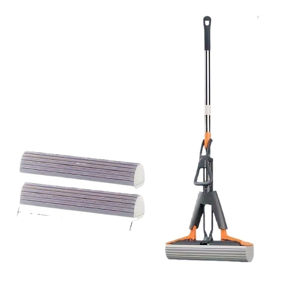 Sponge Mop 38cm Hand Free Floor Cleaner Big Size Cotton Head Fold In Half Living Room Kitchen Toilet Clean For Home Tool(33cm-2-Cotton)