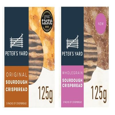 Peter's Yard Sourdough Crispbread, Original and Wholegrain Varieties, 125g.
