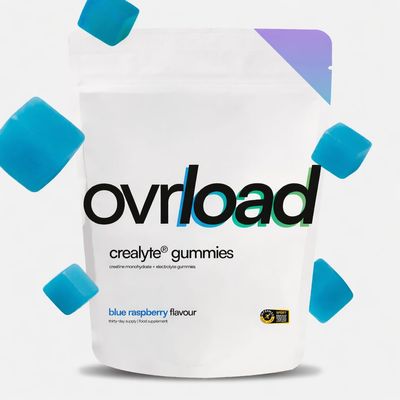 Ovrload Crealyte Gummies, 90 Creatine Gummies (1 Month Supply), 4500mg per Serving, Added Electrolytes Vitamin D3 & Pink Himalayan Salt (90 Count (Pack of 1), Blue Raspberry)