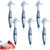 Denture Brush, Retainer Brush, Denture Cleaning Brush for False Teeth, Double Sided Toothbrush, Denture Care Set with Flexible Cleaner, Six Blue Brushes, 28g Per Brush view 1