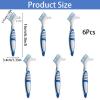 Denture Brush, Retainer Brush, Denture Cleaning Brush for False Teeth, Double Sided Toothbrush, Denture Care Set with Flexible Cleaner, Six Blue Brushes, 28g Per Brush view 2