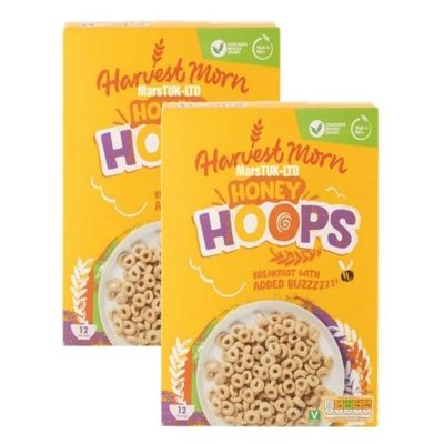 Bizzal Harvest Morn Honey Hoops Breakfast Cereal, Whole Grain, High in Fibre, 12 Servings, Pack of 2