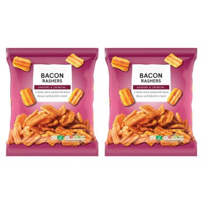 Bacon Rashers Savoury & Crunchy Snack, Baked for Crunch, No Artificial Flavours or Colours, Vegan, 150g, Pack of 2
