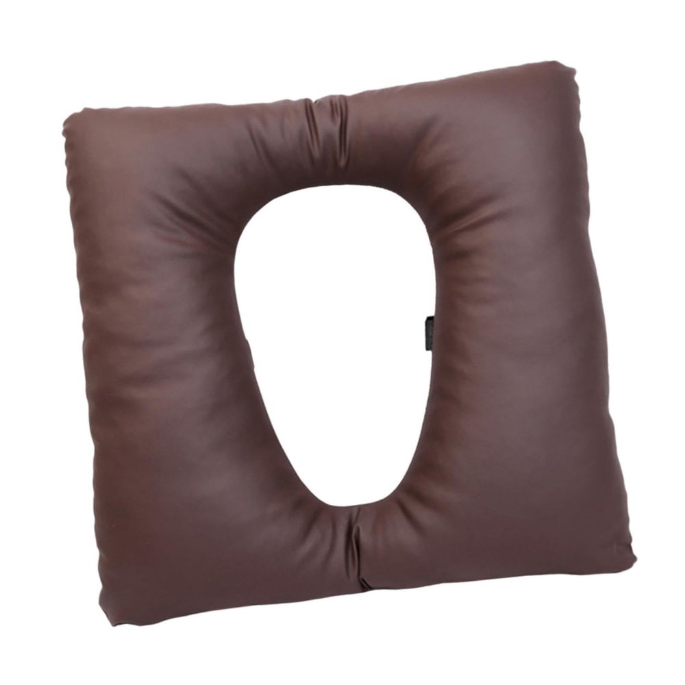 QLECXZI PU Leather Toilet Chair Padded Camping Toilet Soft Seat Pad Cover for Easy By Elderly Pregnants and Handicapped Camping Seat Cushion Chair Cover Soft , Coffee , 42x42x8cm