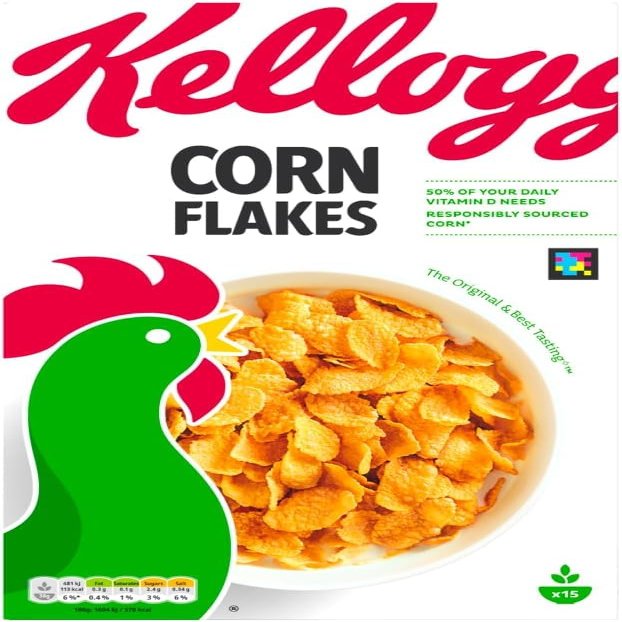 Kelloggs Corn Flakes Breakfast Cereal 12 x 450g Classic Golden Crisp Corn Cereal