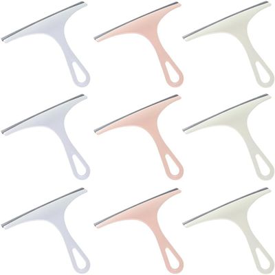 9pcs Glass Wiper Set with Nordic Blue, Green, and Pink Handles Multi-purpose Glass Squeegee for Windows, Car Windshields, Mirrors, and Shower Cleaning, Durable Construction Design for