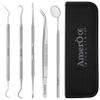Amero Dental Cleaning Kit Stainless Steel Plaque & Tartar Remover Tools with Mirror, Scraper & Pick Oral Care Hygiene Set with Case view 1