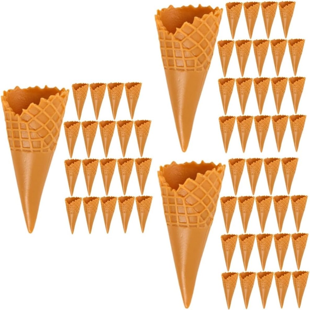 54pcs Mini Ice Cone Charms Simulation Empty Ice Cone Model for DIY Creative Phone Case Charm Hairband Decor Waffle Style with Premium Grade Material and Reliable Performance for Regular Use -