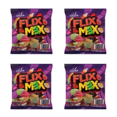 Bizzal Dominion Flix & Mix Assorted Gummy Sweets, Cola Bottles, Cherries & Teeth and Lips, 340g, 4 Pack
