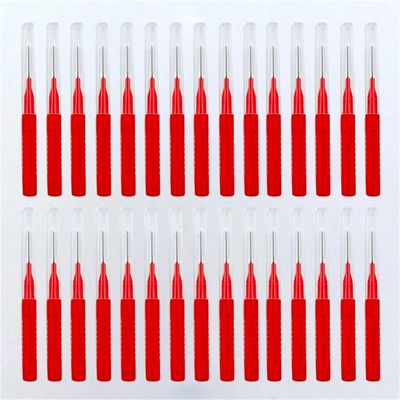 30Pcs/Box Interdental Brushes Tooth Escova Cleaners Teeth Brush for Cleaning Gaps Between Teeth(Red)