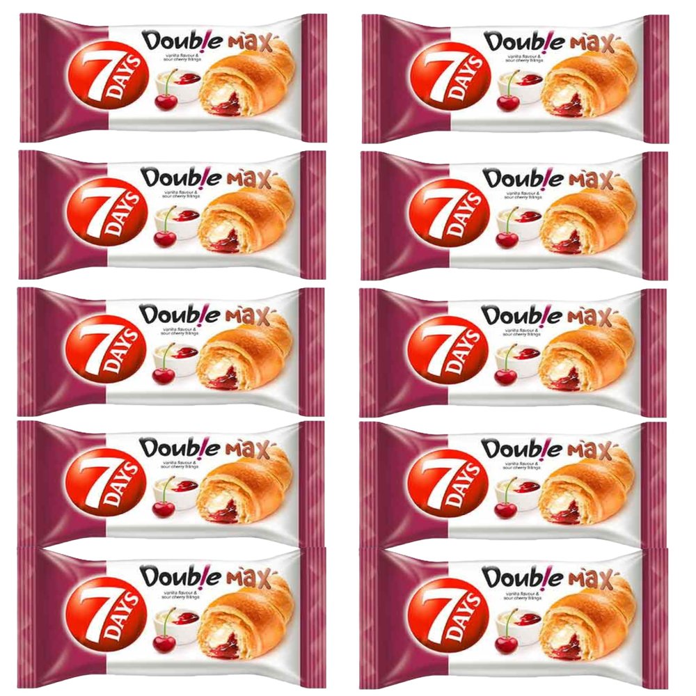 7Days Chipita Croissant Vanilla Cherry 80g Fruit and Cream Filled Croissant Snack Product of Poland Pack of 10
