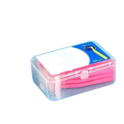 20Pc/Box L-Shaped Interdental Brushes Cleaning Toothpick Teeth Tooth Pick Toothbrush for Cleaning Gaps Between Teeth(Pink)