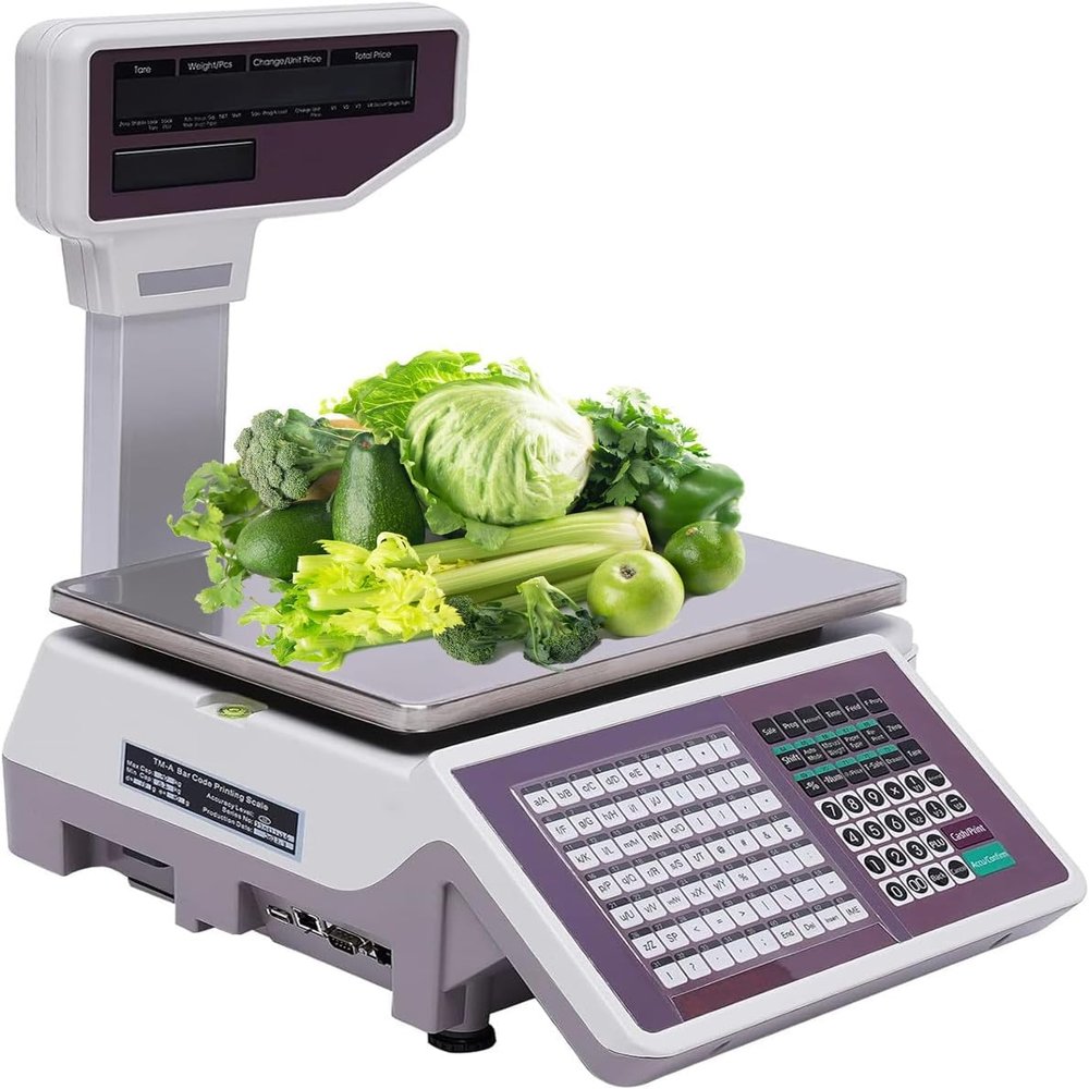 YXYLJOZ Label Printing Scales Digital Barcode Commercial Scales Electronics Computing Scale with Double-Sided Pole Display,for Supermarket/Retail Store/Warehouse
