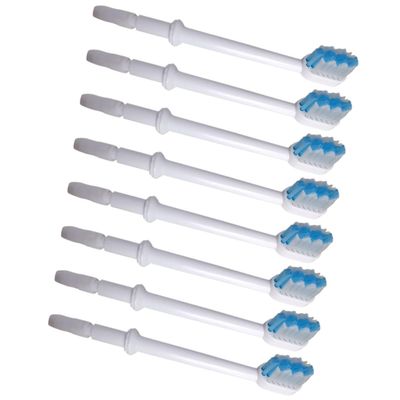 Abaodam Replacement Brush Heads White Abs Material 8pcs for Oral Irrigator Clean Shadow Zone Between Teeth Compatible with Most Oral Irrigators